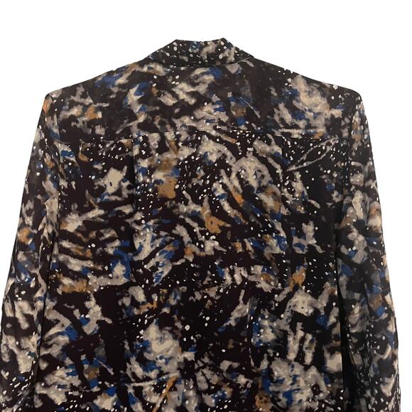 CAbi #3066 Womens Starry Night Ruffle Chiffon Print Blouse M - Picture 5 of 6